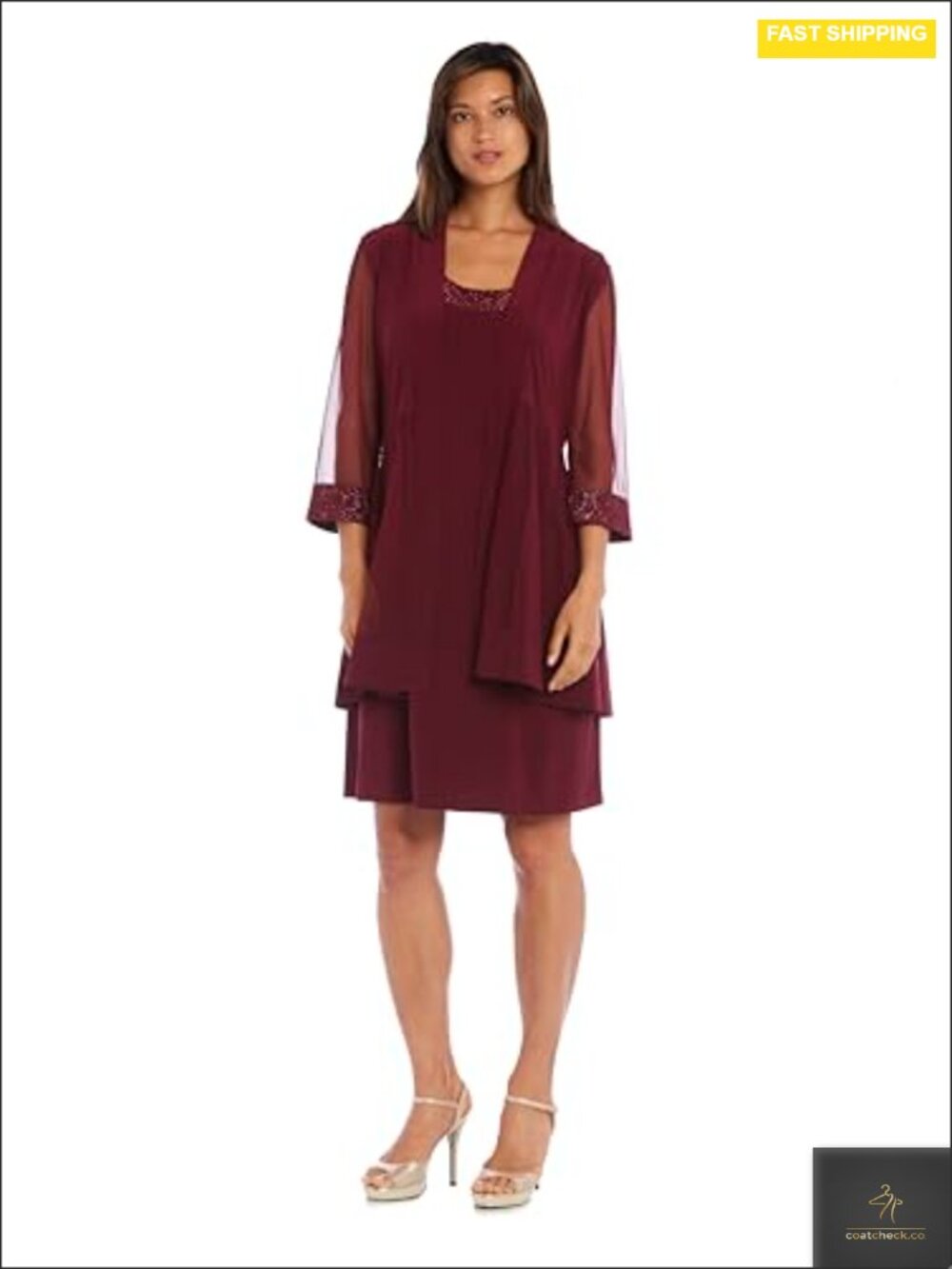 Petite Glitter Trim Jacket Dress, 2-Piece Set